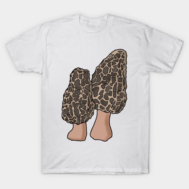 Pair of Morel mushrooms T-Shirt by JuneNostalgia